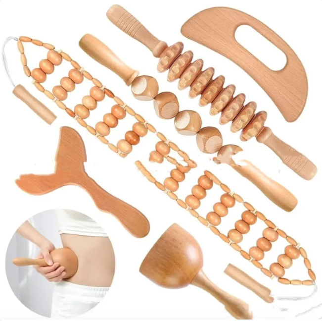 Natural Wood Cellulite Therapy Roller Set