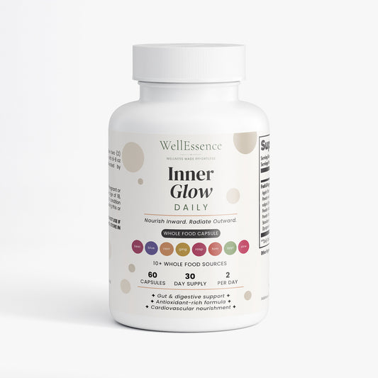 WellEssence Inner Glow Daily supplement bottle on a white background