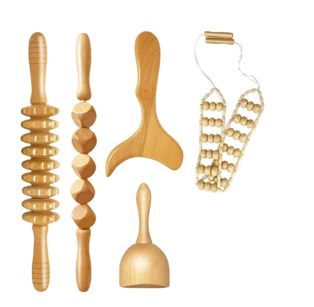Natural Wood Cellulite Therapy Roller Set
