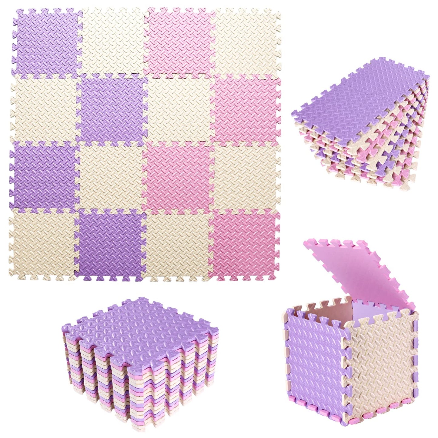 Soft Foam Nursery Play Mat - 16 Tiles in Pastel Colors