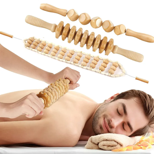 Natural Wood Cellulite Therapy Roller Set