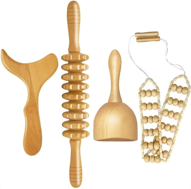 Natural Wood Cellulite Therapy Roller Set