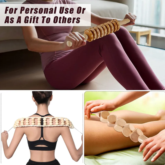 Natural Wood Cellulite Therapy Roller Set